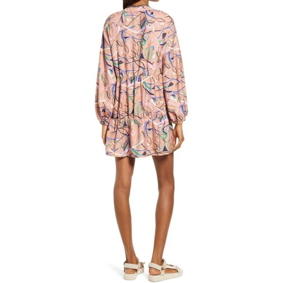 Open Edit Womens Long Sleeve Tiered Babydoll Dress Abstract Graphic Print size L - Picture 4 of 16